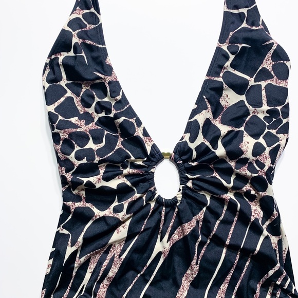 Vintage Spiegel Other - Iconic Spiegel swimsuit Leopard deep v-neck Halter